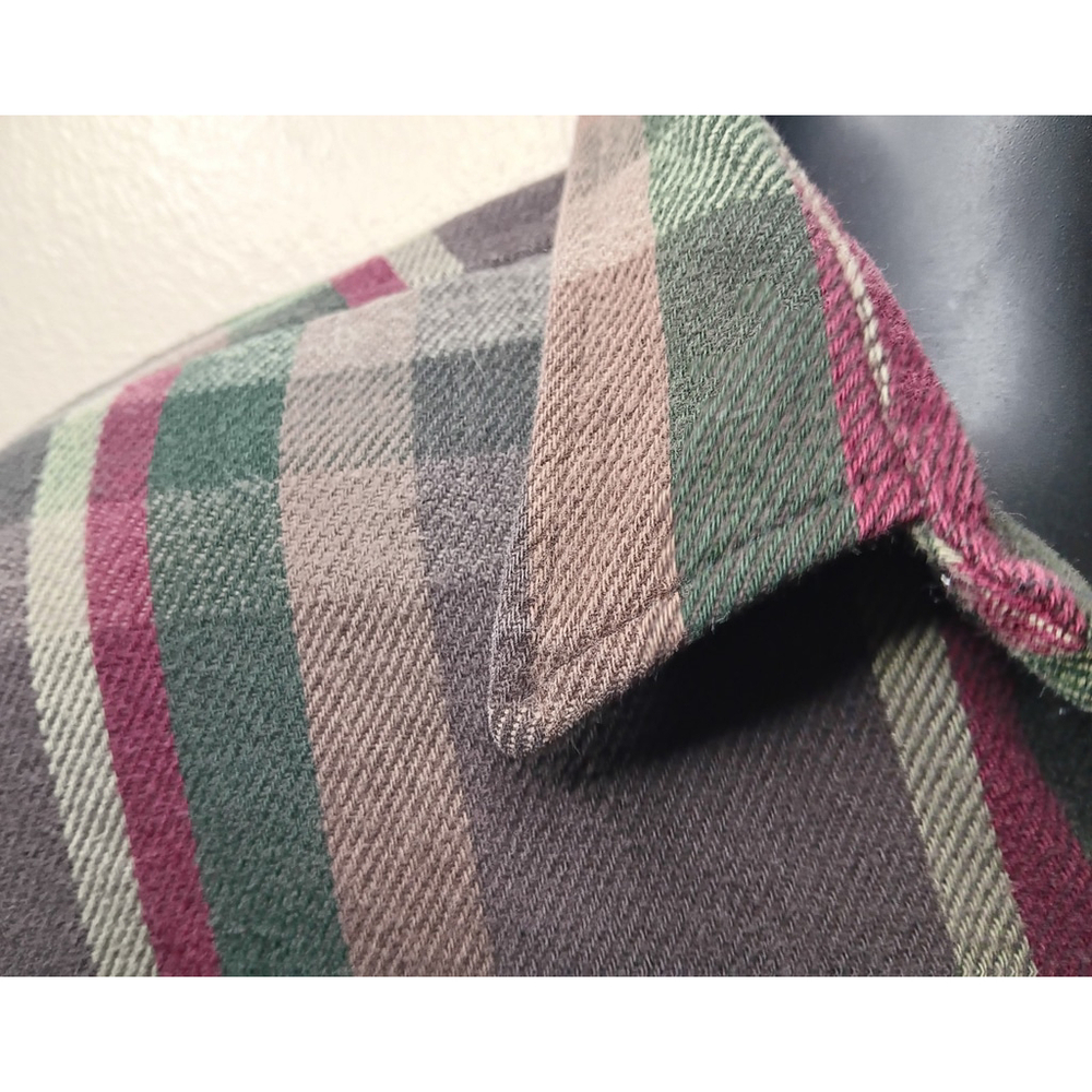 Vintage 80s 90s Winter Run Men’s XL Shirt Plaid Flannel Button Up Brown USA - Picture 3 of 8